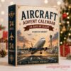 24 Days of Flight Aircraft Advent Calendar Toy Set box packaging with vintage airplane graphic in Christmas setting