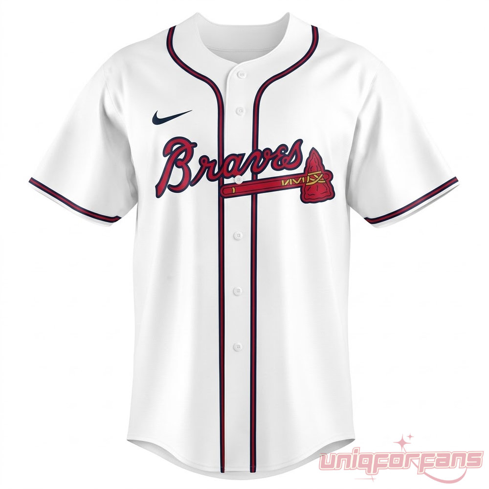 Alan Jackson x Atlanta Braves 2026 At Truist Park Baseball Jersey front featuring classic white design with Braves script