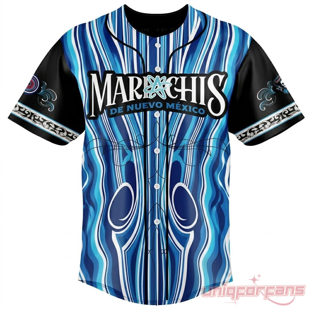 Albuquerque Isotopes Mariachis Lowrider Customize Jersey front in blue pinstripe pinstriping design