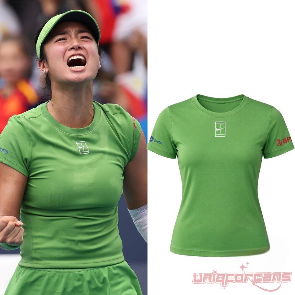 Alexandra Eala WTA 500 Title The 2026 Mubadala DC Shirt Inspired, green athletic tee with tennis court logo and sponsors