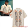 Anthony Edwards Lineage Abstract Basketball Embroidered Linen Camp Hawaiian Shirt