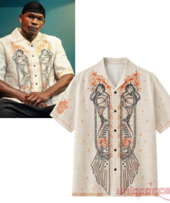Anthony Edwards Lineage Abstract Basketball Embroidered Linen Camp Hawaiian Shirt