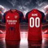 Arsenal FC x Spider Man Brand New Day Inspired Edition Jersey in red and blue, with spider web graphics and club crest