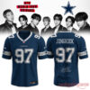 BTS Arirang World Tour x Dallas Cowboys custom blue football jersey for Jungkook, featuring number 97 and a facsimile signature on the back