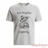 BTS RM Namjoon Hollywood Myths Mickey Mouse Shirt, light gray graphic tee with vintage Los Angeles Mickey print