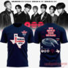 BTS World Tour Arirang Texas Loves BTS AT&T Stadium T-Shirt in navy blue featuring Texas outline graphic and AT&T Stadium illustrations