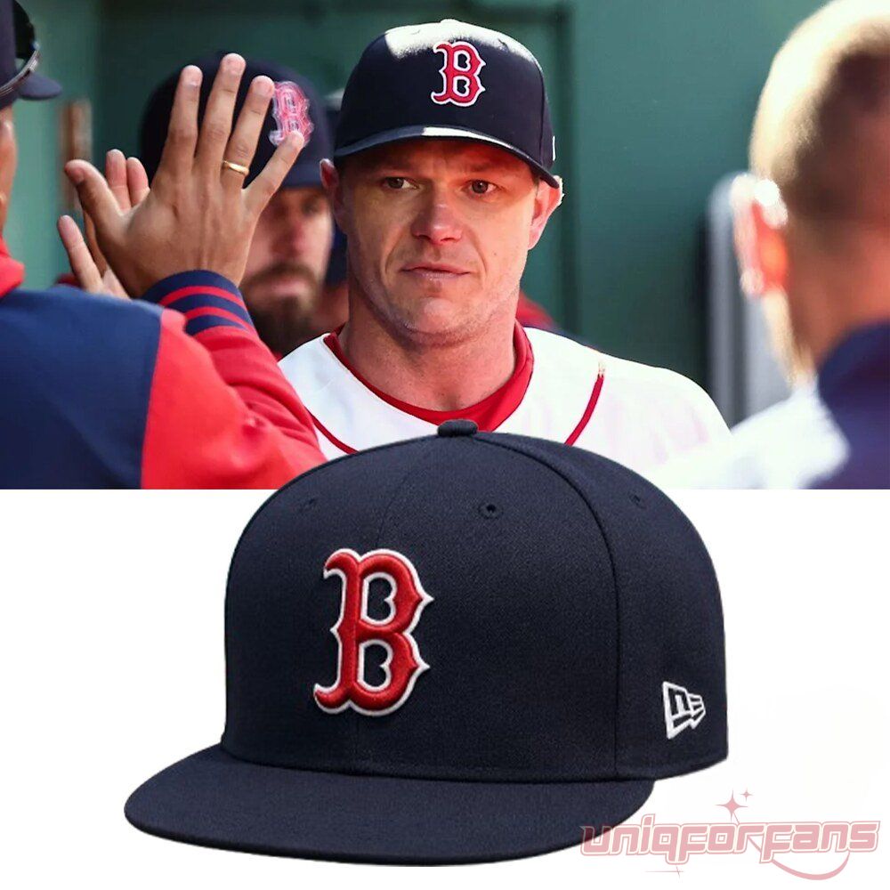 Boston Red Sox Sonny Gray Logo Edition Hat, navy blue structured baseball cap with red embroidered "B" logo