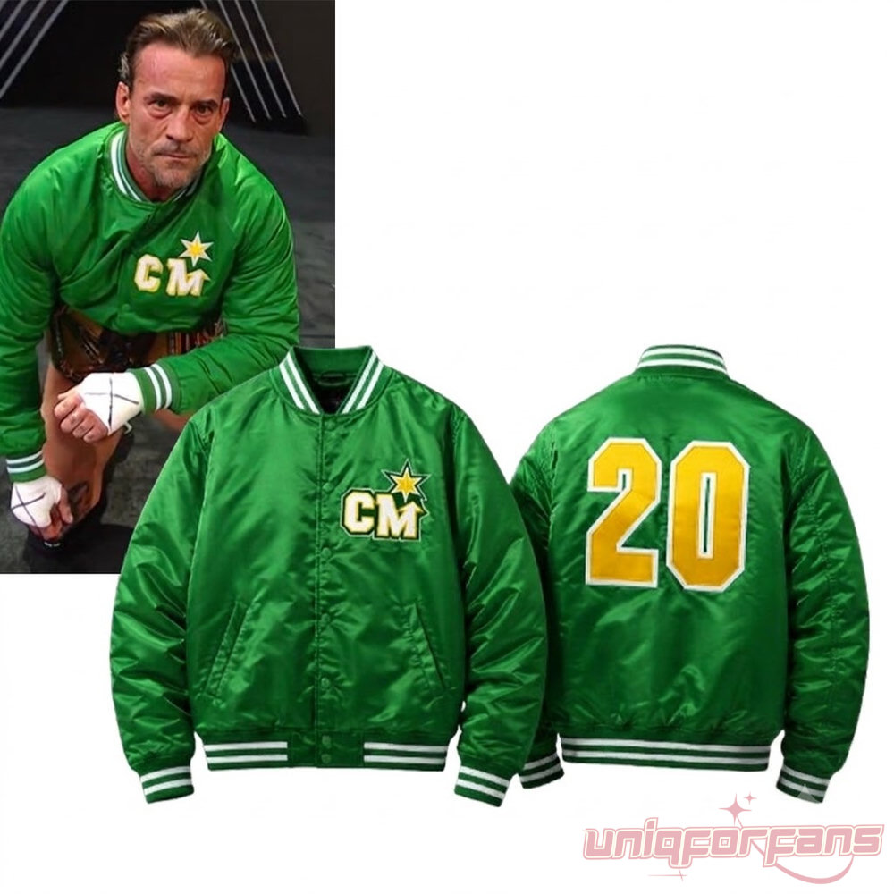 CM Punk SummerSlam North Stars Green Satin Bomber Jacket CM Punk SummerSlam North Stars Green Satin Bomber Jacket