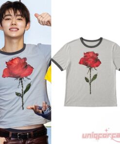 CORTIS Seonghyeon Acne Studios Red Rose Ringer T-Shirt