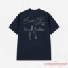 Conan Gray 1 Year Of Wishbone Anniversary Navy T-Shirt back view featuring white script text and wishbone print