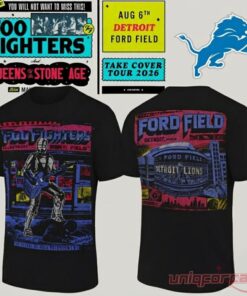 Detroit Lions x Foo Fighters Take Cover Tour 2026 Shirt At Ford Field Stadium