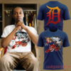 Detroit Tigers Skullxer Tiger Collection Tee Graphic Print 2026, graphic navy shirt with big gradient 'D' on back