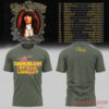 Ella Langley Dandelion Olive Green T-Shirt featuring bold yellow text graphic front and yellow signature collar print back