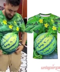 Funny Watermelon Big Belly 3D Optical Illusion T-Shirt