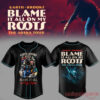 Garth Brooks Blame It All On My Roots baseball jersey featuring a guitar photo collage front and live crowd back print