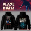 Garth Brooks Blame It All On My Roots hoodie featuring a guitar-shaped photo collage on the front and concert back print
