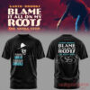 Garth Brooks Blame It All On My Roots black T-Shirt featuring a cowboy hat portrait and tour logo back print