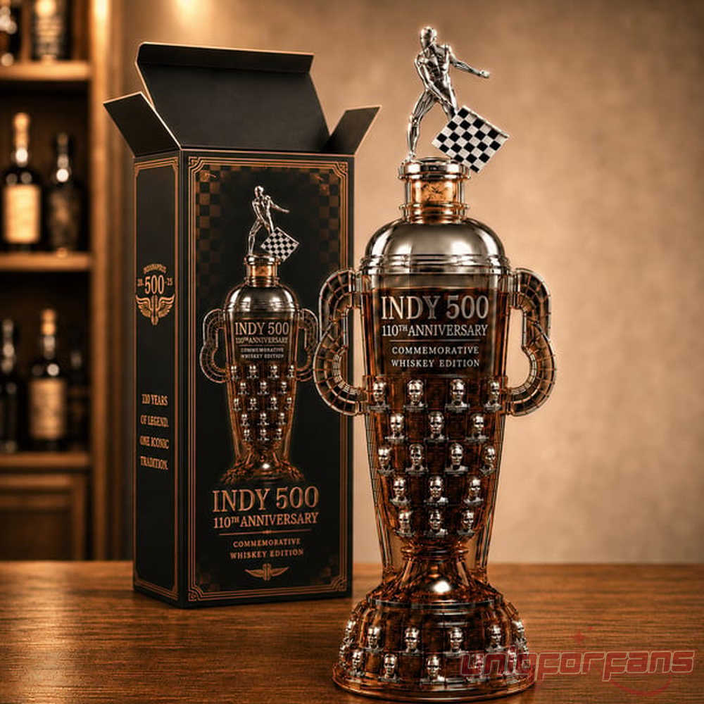 Indy 500 110th Anniversary Borg-Warner Trophy Whiskey Bottle Indy 500 110th Anniversary Borg-Warner Trophy Whiskey Bottle