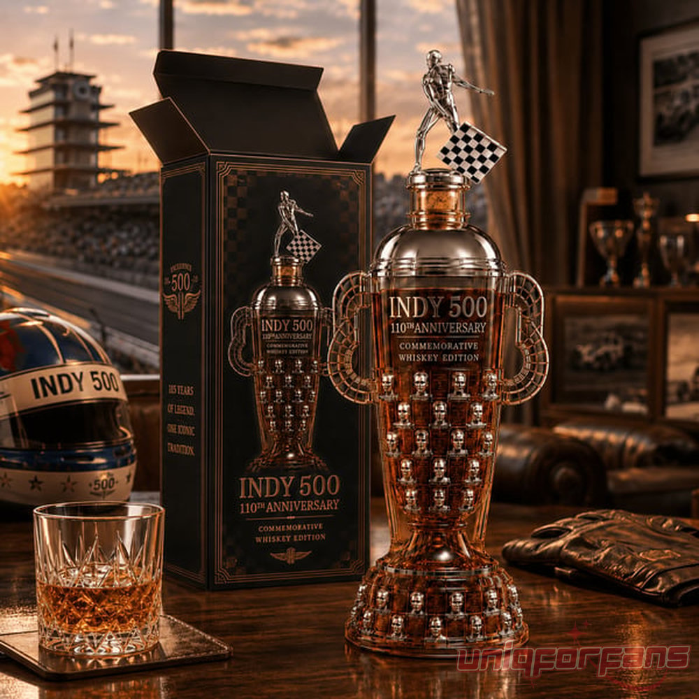 Indy 500 110th Anniversary Borg-Warner Trophy Whiskey Bottle Indy 500 110th Anniversary Borg-Warner Trophy Whiskey Bottle