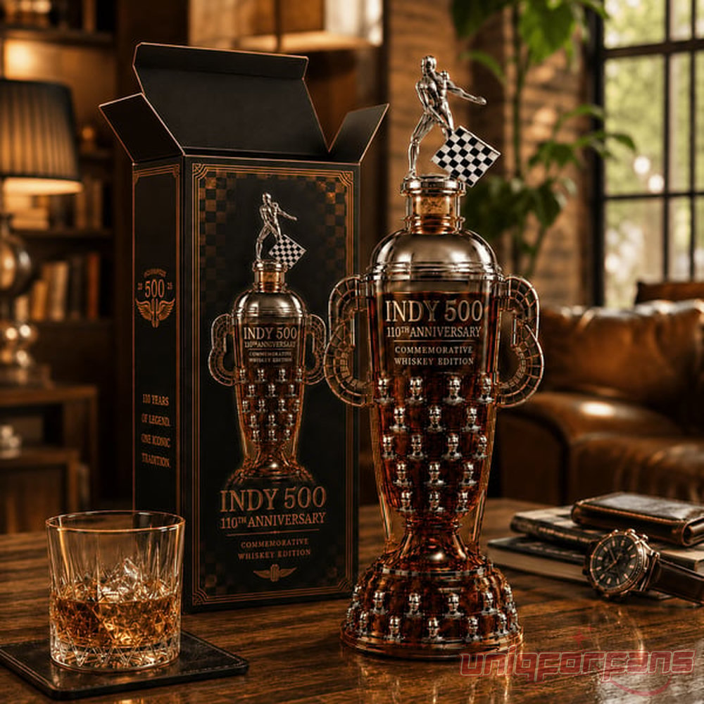 Indy 500 110th Anniversary Borg-Warner Trophy Whiskey Bottle Indy 500 110th Anniversary Borg-Warner Trophy Whiskey Bottle