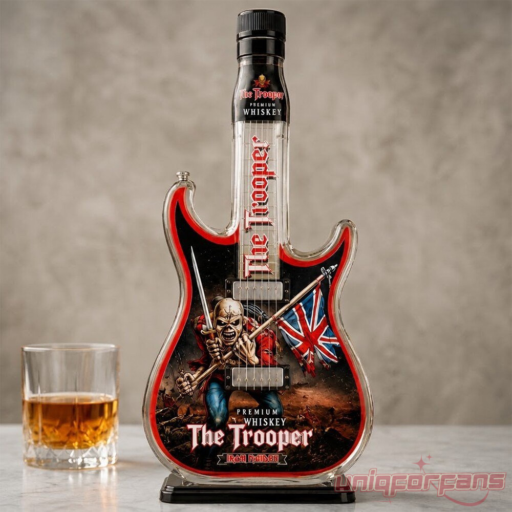 Iron Maidens The Trooper Guitar Shape 2026 Whiskey Bottle Iron Maidens The Trooper Guitar Shape 2026 Whiskey Bottle