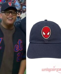 Jacob Batalon At Mets Game Spider-Man Inspired Logo Navy Cap