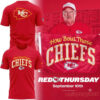 Kansas City Chiefs Red Shirt 2026 How 'Bout Those Quote front and back views with Andy Reid holding flag