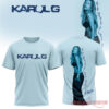 Karol G No Me Arrepiento Light Blue T-Shirt featuring dark blue glitter 