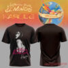 Karol G Black T-Shirt featuring black-and-white portrait print with pink 