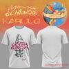 Karol G White T-Shirt featuring black-and-white graphic of Karol G in boots with pink 