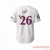 LA Sparks x Los Angeles Dodgers Night Cobranded Baseball Jersey white back featuring gold-outlined purple 26 print