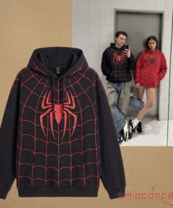Marvel Spider Man Black and Red Web Graphic Hoodie