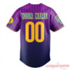 Michigan Dogmen Custom Purple Pinstripe Jersey back view with customizable YOUR NAME text and yellow number 00