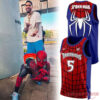 Minnesota Timberwolves x Spider-Man 2026 Basketball Jersey Special Edition, red web front with Anthony Edwards #5 print