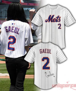 NY Mets IVE Gaeul #2 Pinstripe Baseball Jersey NY Mets IVE Gaeul #2 Pinstripe Baseball Jersey