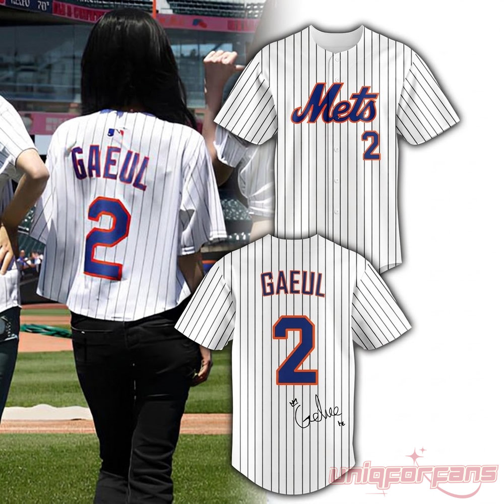 NY Mets IVE Gaeul #2 Pinstripe Baseball Jersey NY Mets IVE Gaeul #2 Pinstripe Baseball Jersey