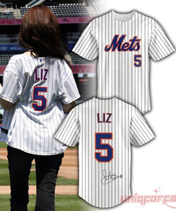 NY Mets IVE Liz 2026 #5 Pinstripe Top Baseball Jersey NY Mets IVE Liz 2026 #5 Pinstripe Top Baseball Jersey
