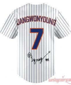 New York Mets x IVE Wonyoung #7 2026 Pinstripe Baseball Jersey