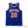 Nick Jonas New York Knicks 26 Basketball Jersey front view in royal blue with orange New York 26 lettering