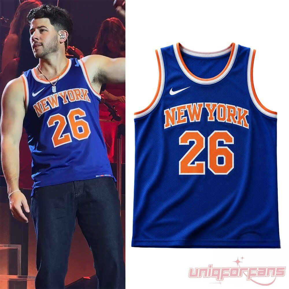 Nick Jonas New York Knicks 26 Basketball Jersey worn on stage