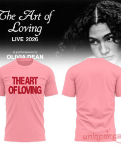 Olivia Dean 2026 Tour The Art of Loving Text Pink Shirt