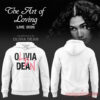 Olivia Dean The Art of Loving Concert Hoodie White with black artist name typography and pink monogram overlay