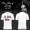 Olivia Dean The Art of Loving Live 2026 White Shirt featuring black artist name with pink overlay initials
