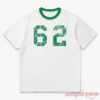 Paul Mescal All Points East Music Festival Green Ringer 62 Shirt front view in white with green collar and distressed print