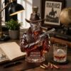 Red Dead Redemption 2 Arthur Morgan Outlaw Bourbon Whiskey Bottle displayed on a wooden desk next to books and a globe