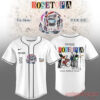 Rosetopia The Rose World Tour 2026 Live Session Baseball Jersey in white with back band illustration graphic