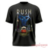 Rush Fifty Something Tour 2026 black t-shirt with Scotiabank Arena Toronto streetcar front graphic