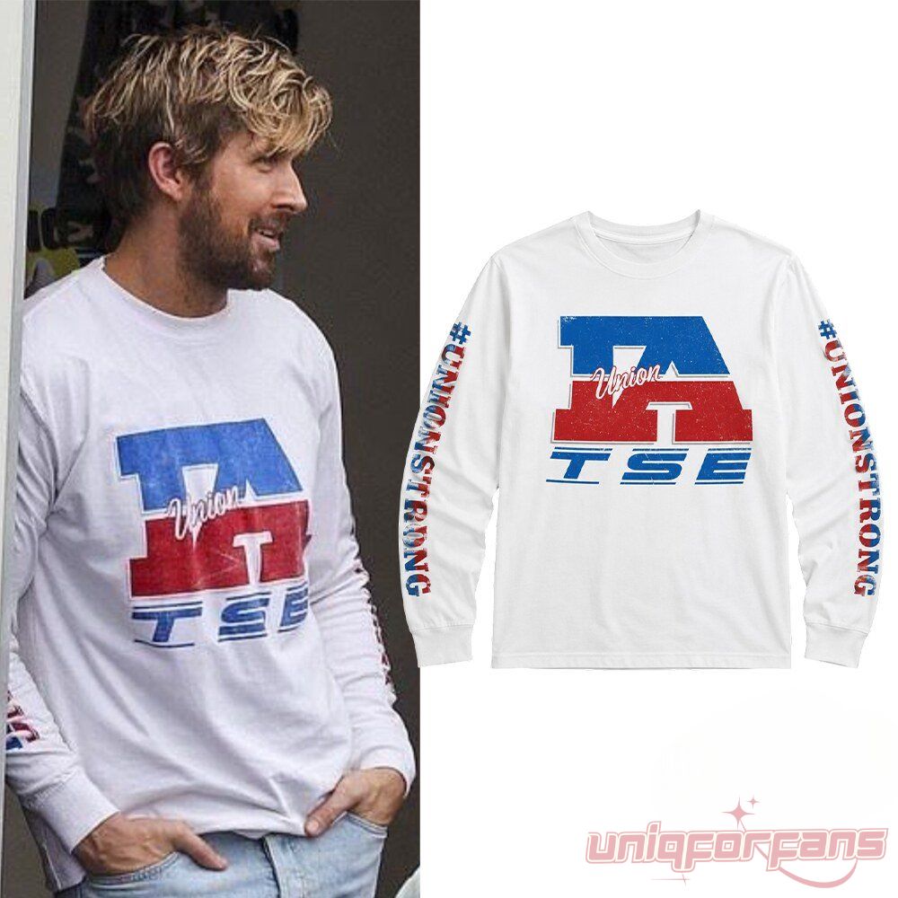 Ryan Gosling IATSE Union Strong White Long Sleeve Shirt worn by Ryan Gosling