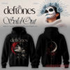 Dia De Los Deftones pullover hoodie in black featuring red shadowed face portrait and crescent moon back print