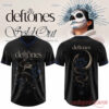 Dia De Los Deftones V-neck football jersey in black featuring surrealist face and snake art with crescent moon back print